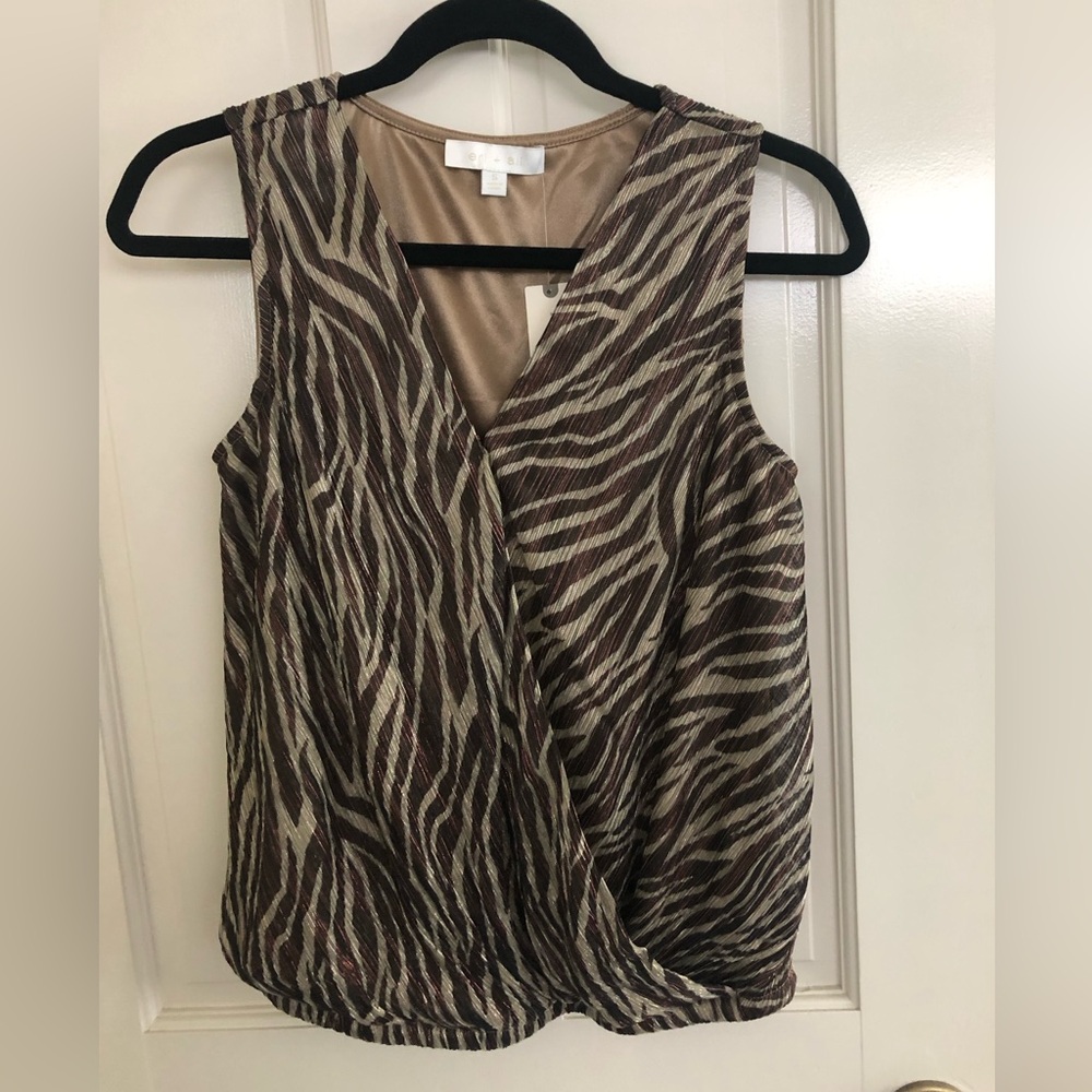 NWT Anthropologie Animal Print Cross Front Blouse Sz Small